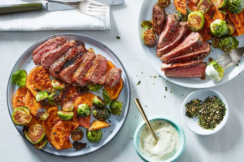 Tamari-Glazed Steak with Roasted Vegetables &Furikake Mayo