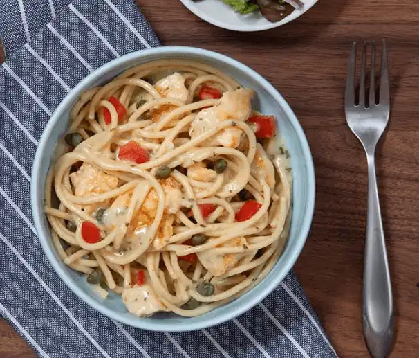 Chicken Piccata with Spaghetti