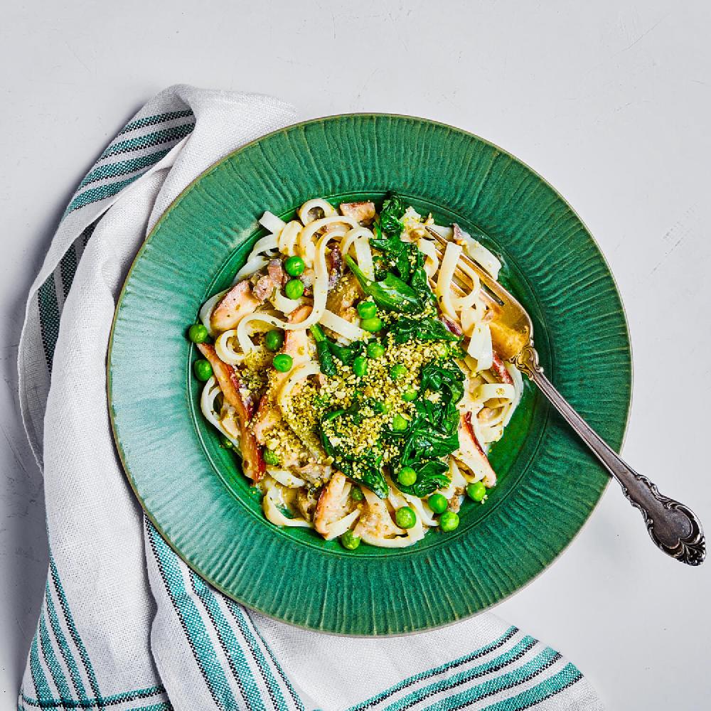 Creamy Mushroom and Spinach Noodles