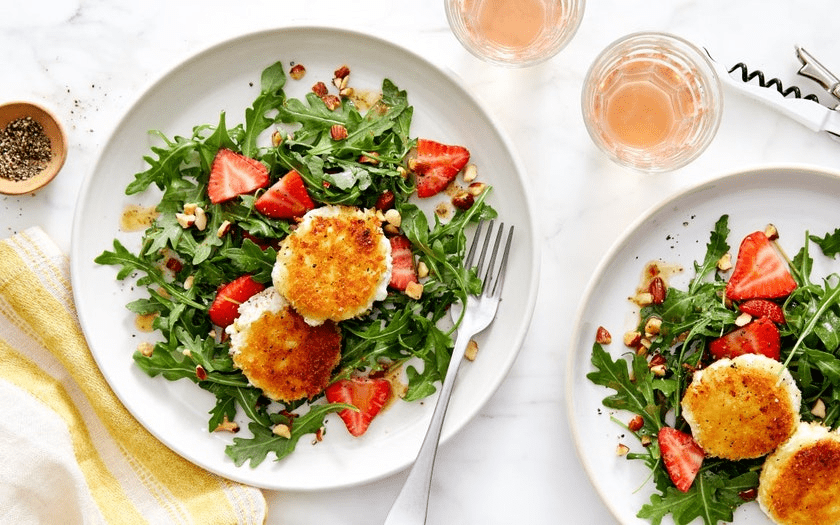 Wild Arugula Salad with Pan-Fried Goat Cheese