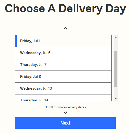 delivery date
