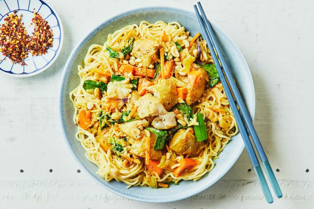 20-Minute Fish and Peanut Noodles