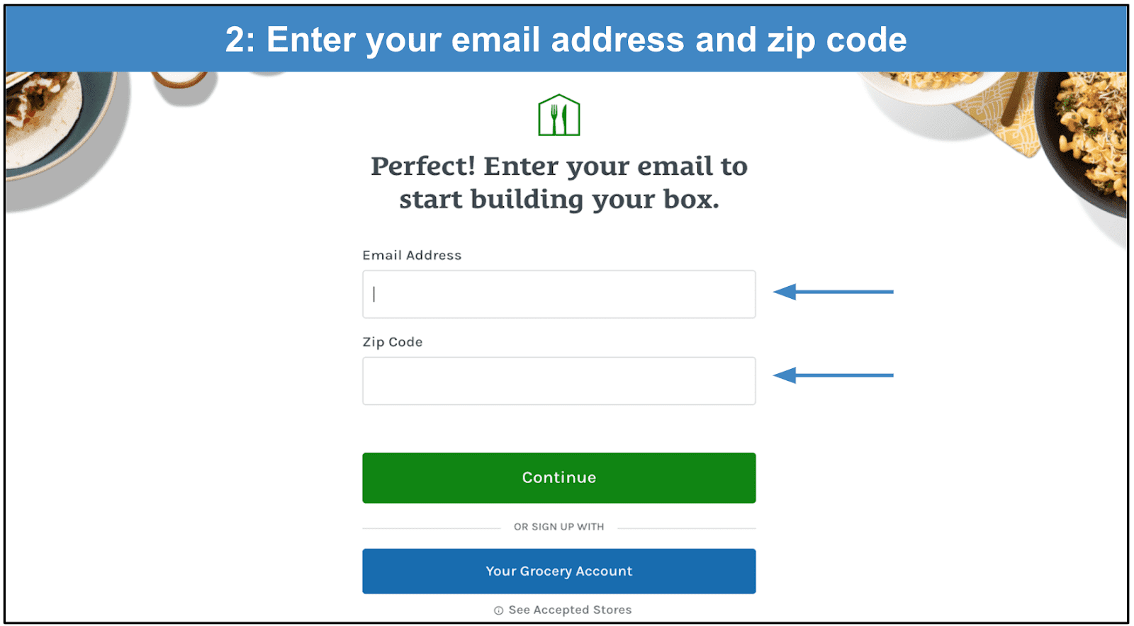  fill in your email address and zip code