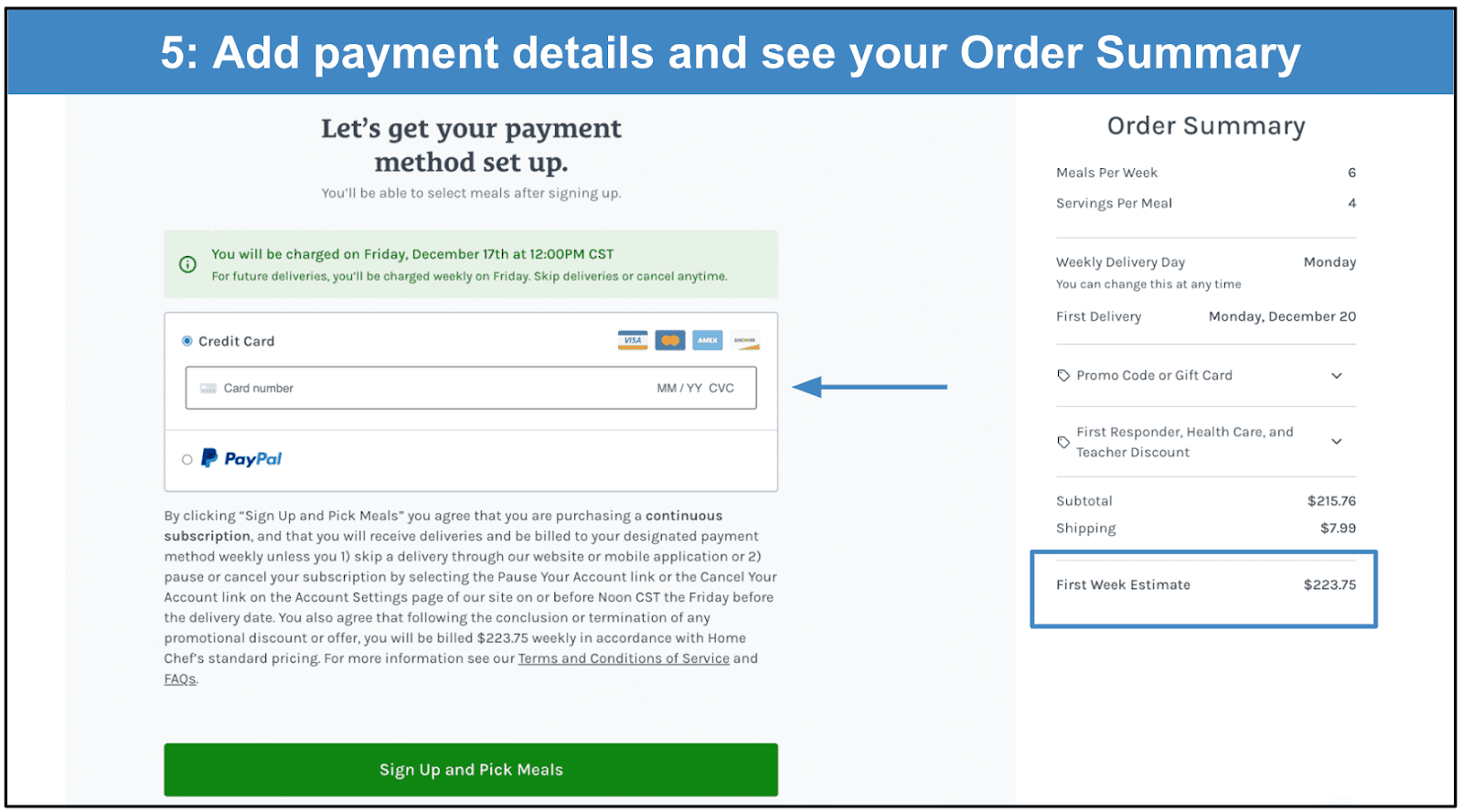 Add your payment details 