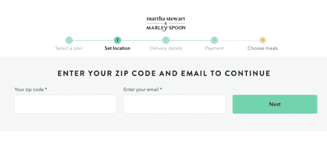 fill in your email address and zip code