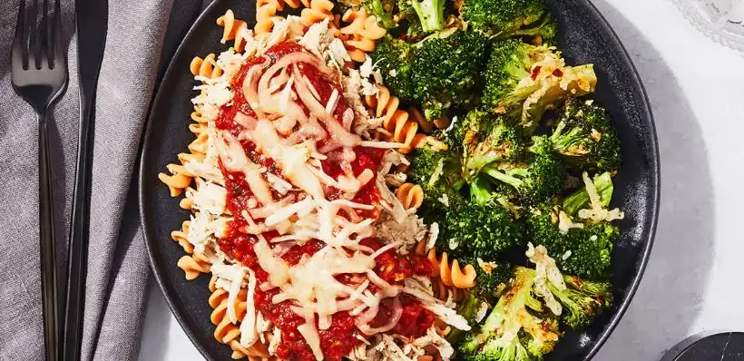 Shredded-Chicken-Parmesan-Fusilli-with-Garlic-Broccoli