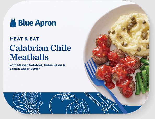 Calabrian Chile Meatballs with Mashed Potatoes, Green Beans & Lemon-Caper Butter