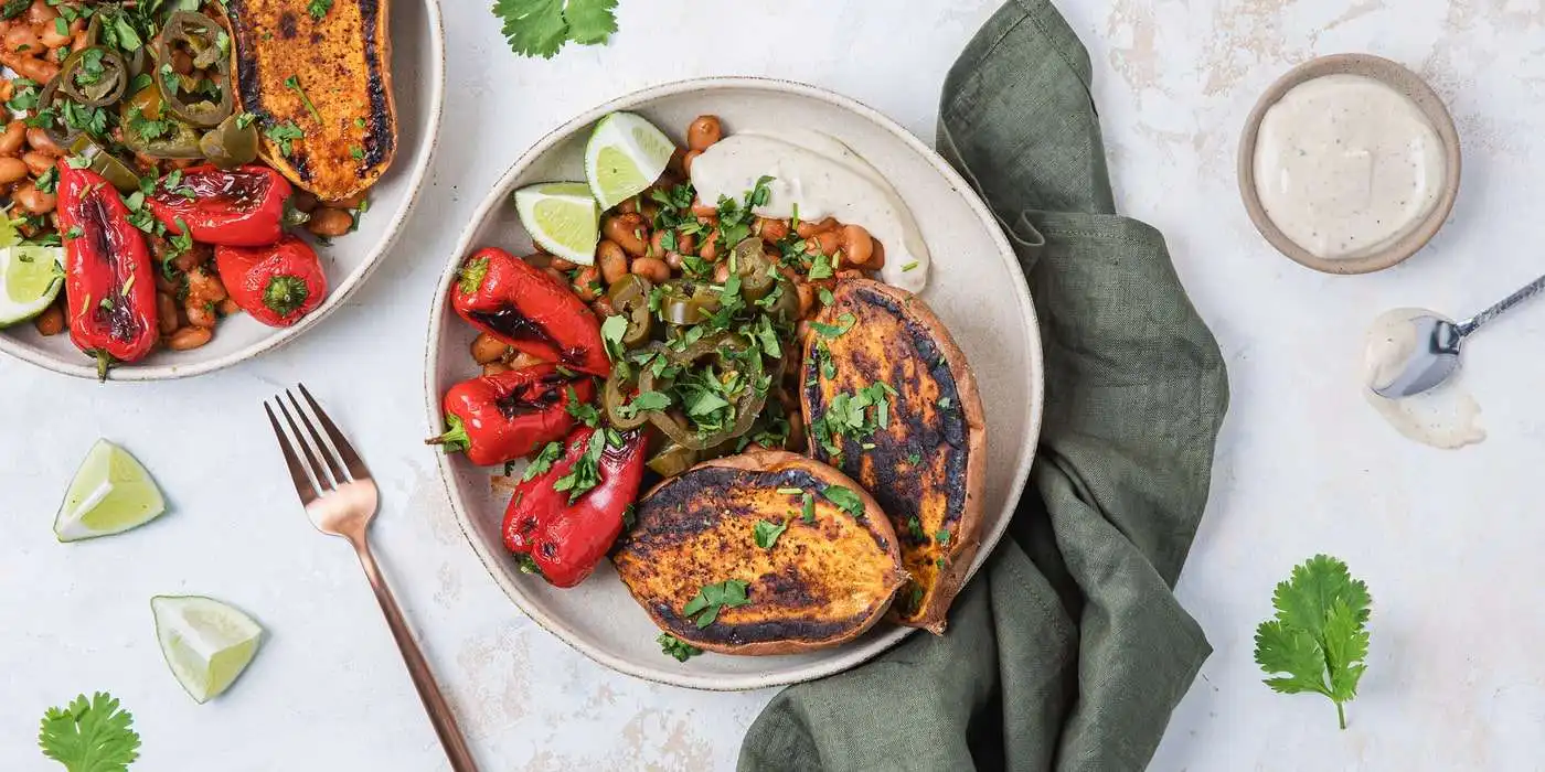 Coconut-Curry-Quinoa-Bowls-with-Caribbean-Peppers-Crispy-Plantains