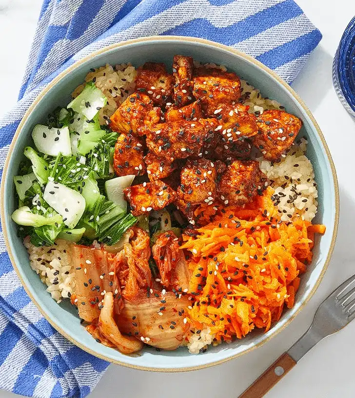 Korean-Style-Tofu-Brown-Rice-Bowls-with-Kimchi-Marinated-Carrots-min