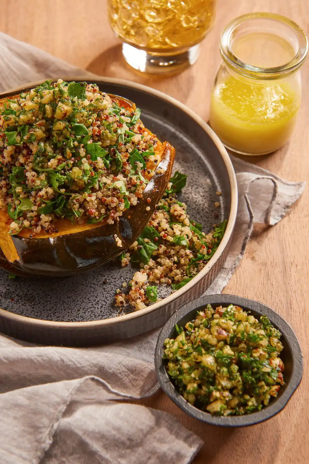 Roasted-Acorn-Squash-with-Pesto-Lemon-Vinaigrette-and-Quinoa