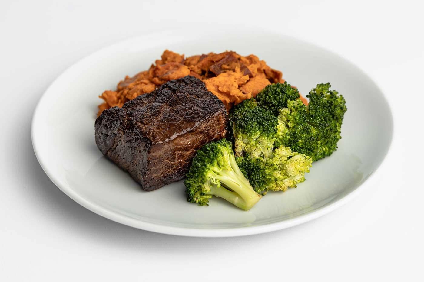 Grass-Fed Steak with Organic Veggies and Sweet Potatoes