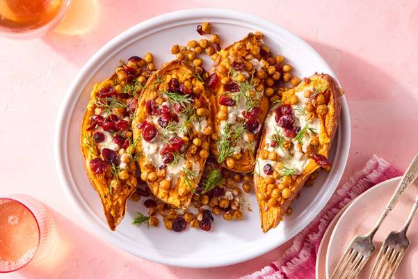 Baked Sweet Potatoes with Spiced Chickpeas
