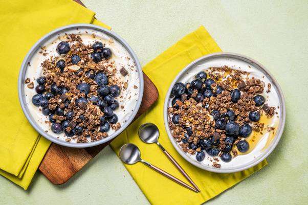Blueberry, Granola & Greek Style Yoghurt Bowl with Honey
