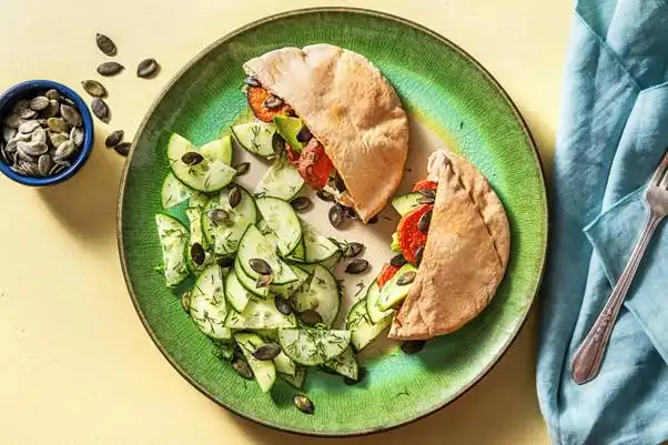 Harissa-Sweet-Potato-Pita-Pockets-with-Cucumber-Dill-Salad