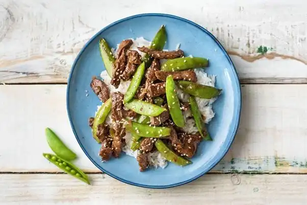 Sesame-Beef-Stir-Fry-with-Sugar-Snap-Peas-and-Basmati-Rice