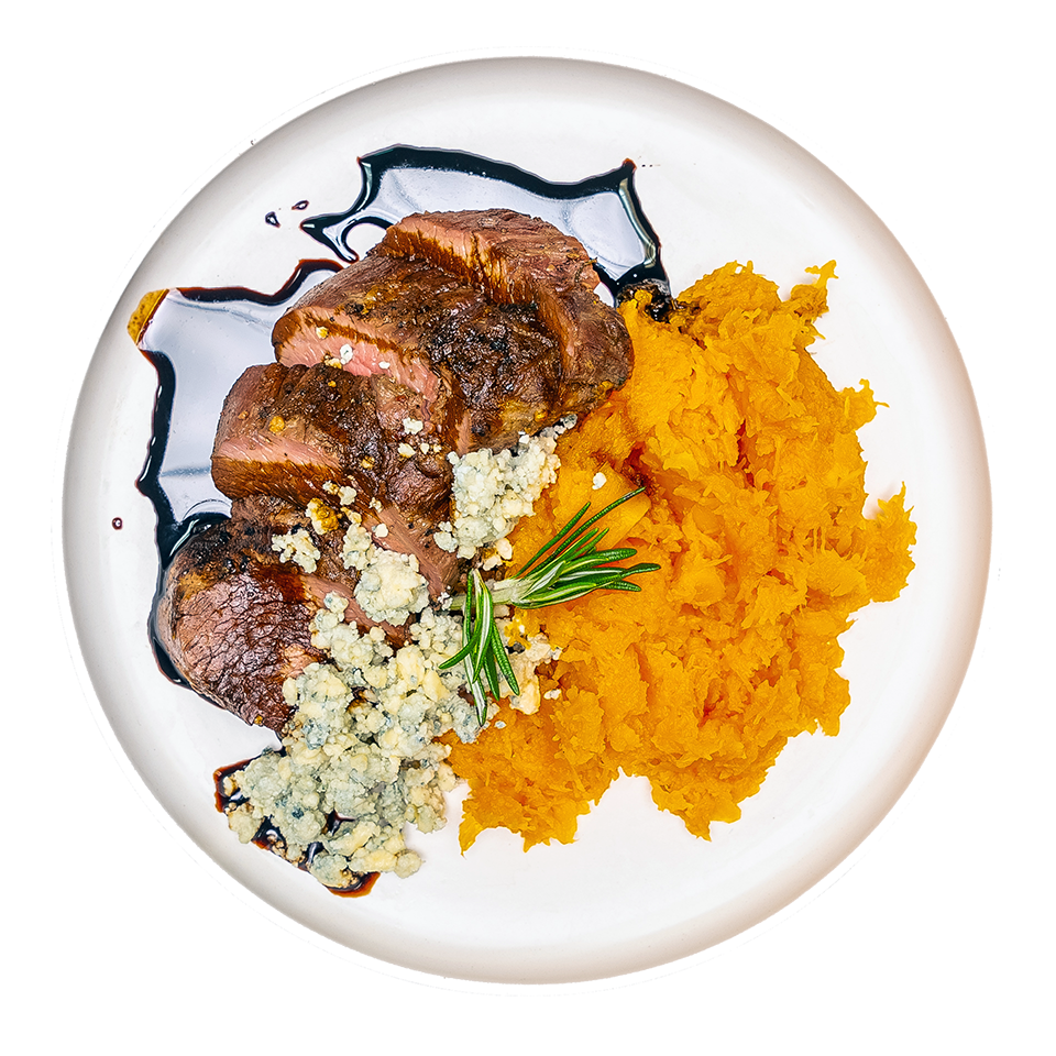 Balsamic Glazed Beef Loin & Butternut Mash