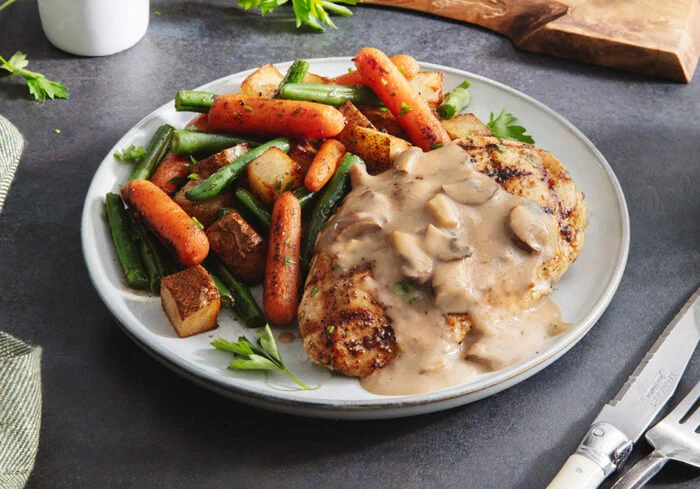 Chicken Marsala with Herb Roasted Vegetables