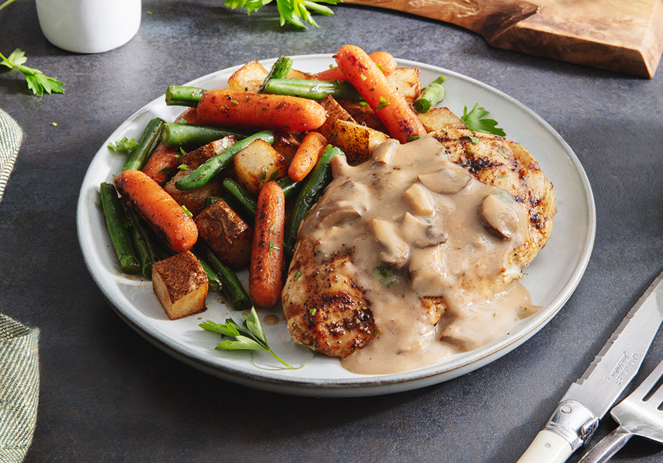 Chicken Marsala with Herb Roasted Vegetables