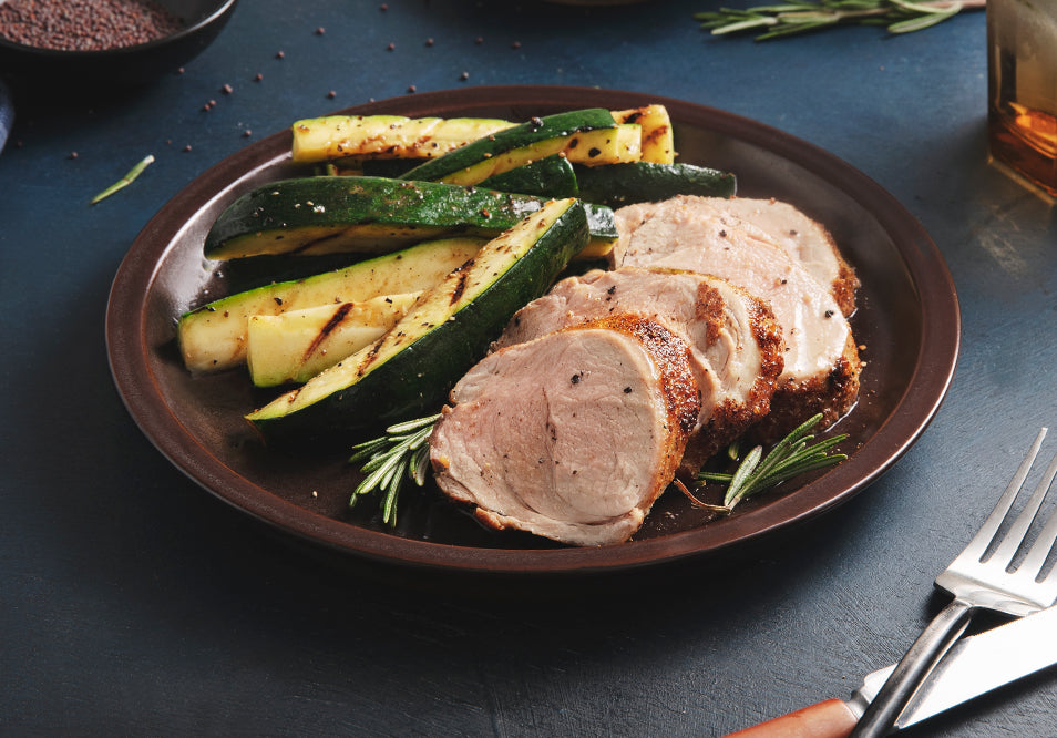 Dijon Rosemary Pork with Zucchini Spears
