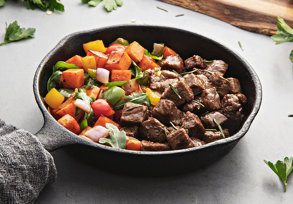 Grass Fed Steak and Sweet Potato Skillet