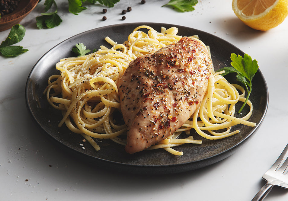 Lemon Cacio e Pepe and Italian Grilled Chicken