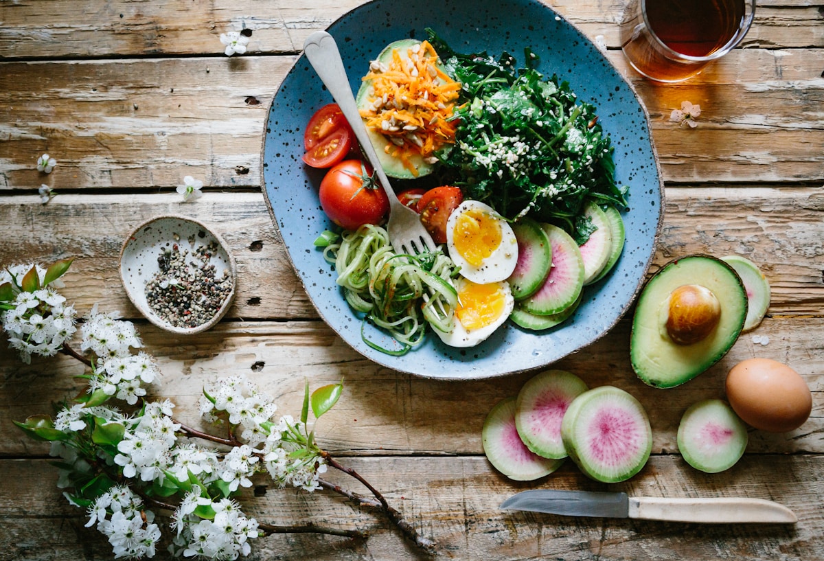 Healthy home-cooked meal spread