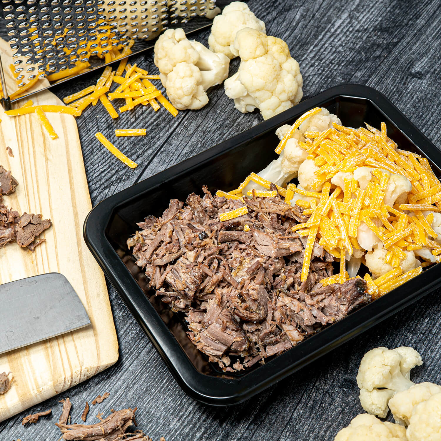 Chopped Beef Brisket & Cheesy Cauliflower