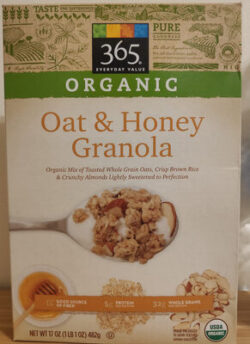 365 Everyday Value whole foods market, organic oat & honey granola