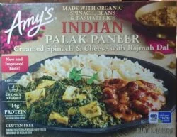 Amy's INDIAN PALAK PANEER Creamed Spinach & Cheese with Rajmah Dal