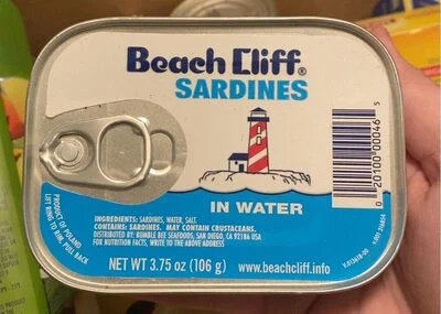 Beach Cliff Sardines served in water