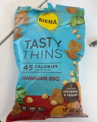 Biena Tasty Thins Veggie Crisps Hawaiian BBQ Flavored