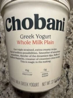 chobani Greek Yogurt Whole Milk Plain