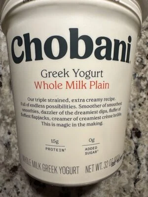 Chobani Greek Yogurt Whole Milk Plain