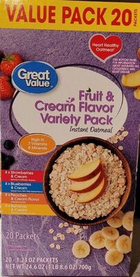 Great Value Fruit & Cream Variety Pack Instant Oatmeal