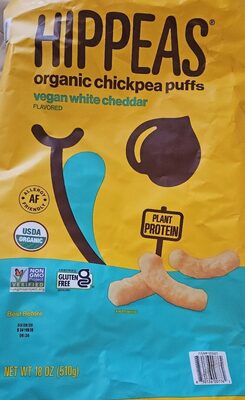 Hippeas Organic Chickpea Puffs-Yellow Pea, Vegan White Cheddar