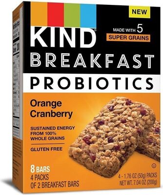 Kind Breakfast probiotics orange cranberry bars