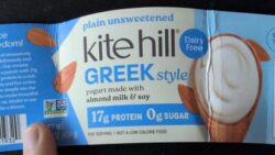 kite hill plain unsweetened Greek style yogurt made with almond milk & soy
