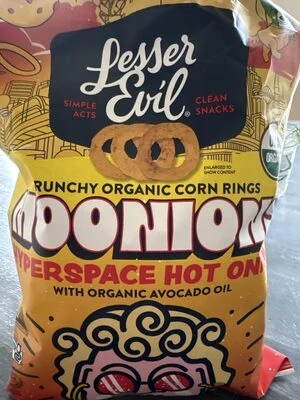 Lesser Evil Crunchy Organic Corn Rings Superspace Hot Onion
