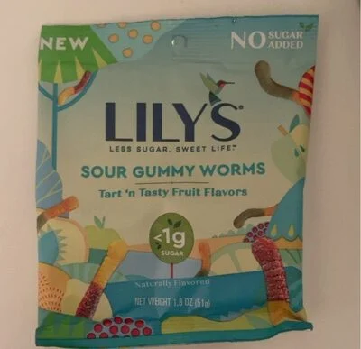 Lily's Sour Gummy Worms Tart 'n Tasty Fruit Flavors