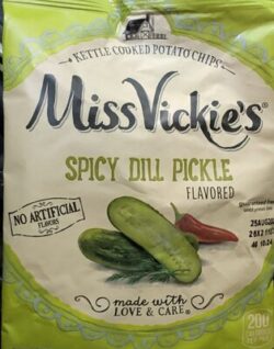Miss Vickie's R kettle cooked potato chips Spicy Dill Pickle flavored