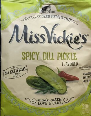Miss Vickie's R kettle cooked potato chips Spicy Dill Pickle flavored