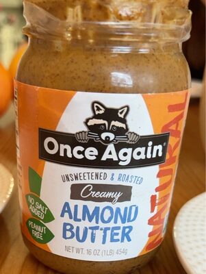 Once Again Almond Butter - Roasted - Creamy - Unsweetened & Salt Free