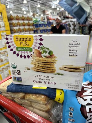 Simple Mills Organic Seed Flour Crackers Garlic & Herb