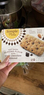 Simple Mills Soft Baked Almond Flour Bars Dark Chocolate Almond