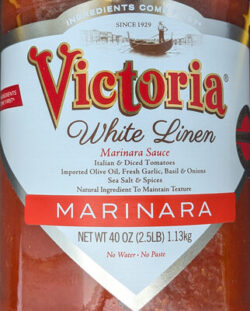 Victoria White linen marinara sauce