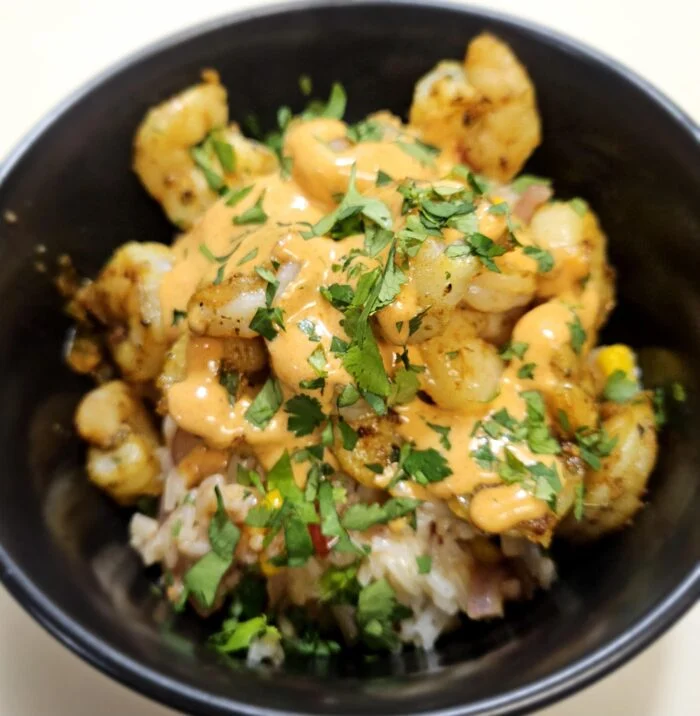 Shrimp Bowls with Chipotle Lime Aioli from Green Chef, photographed by u/cera84.