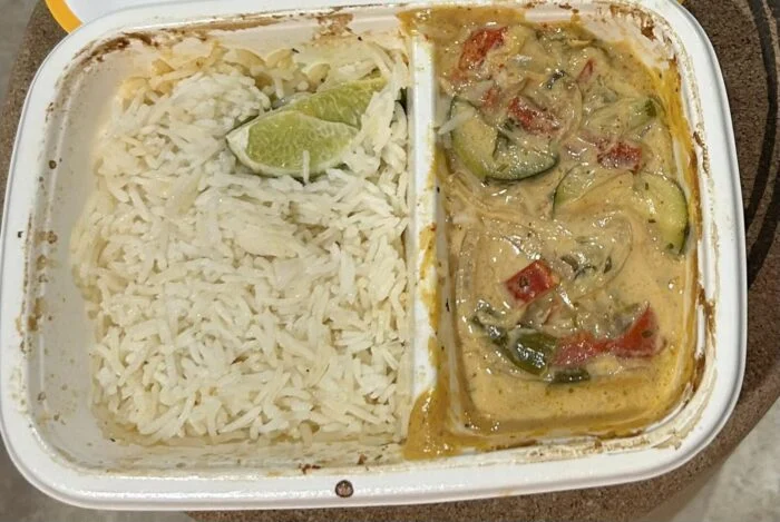 Reader photo of CookUnity Thai red lobster curry and basmati rice in its tray