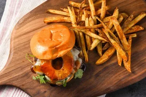 Beef Burger with Caramelized Pineapple