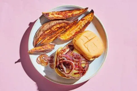 Griddled Onion Chicken Burgers