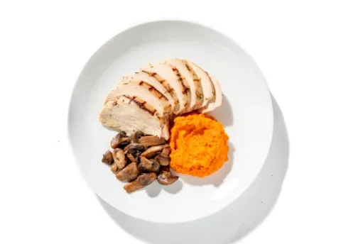 Grilled Chicken with Carrot Thyme Purée